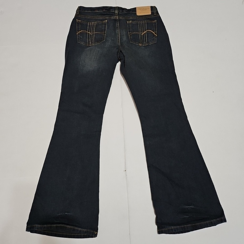 American Eagle Jeans Womens Size 8 Dark Wash Blue Bootcut Wide Leg - Picture 8 of 9